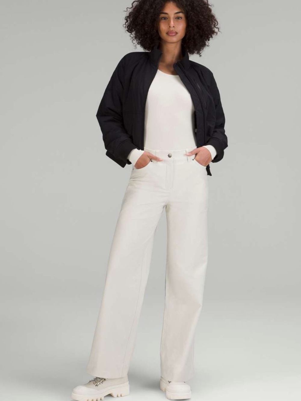 Lululemon City Sleek 5-Pocket High-Rise Wide-Leg Pants in Light Size 29